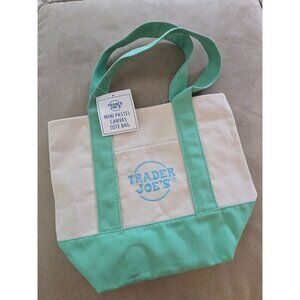 Trader Joes Mini Canvas Tote Bag Pastel Green